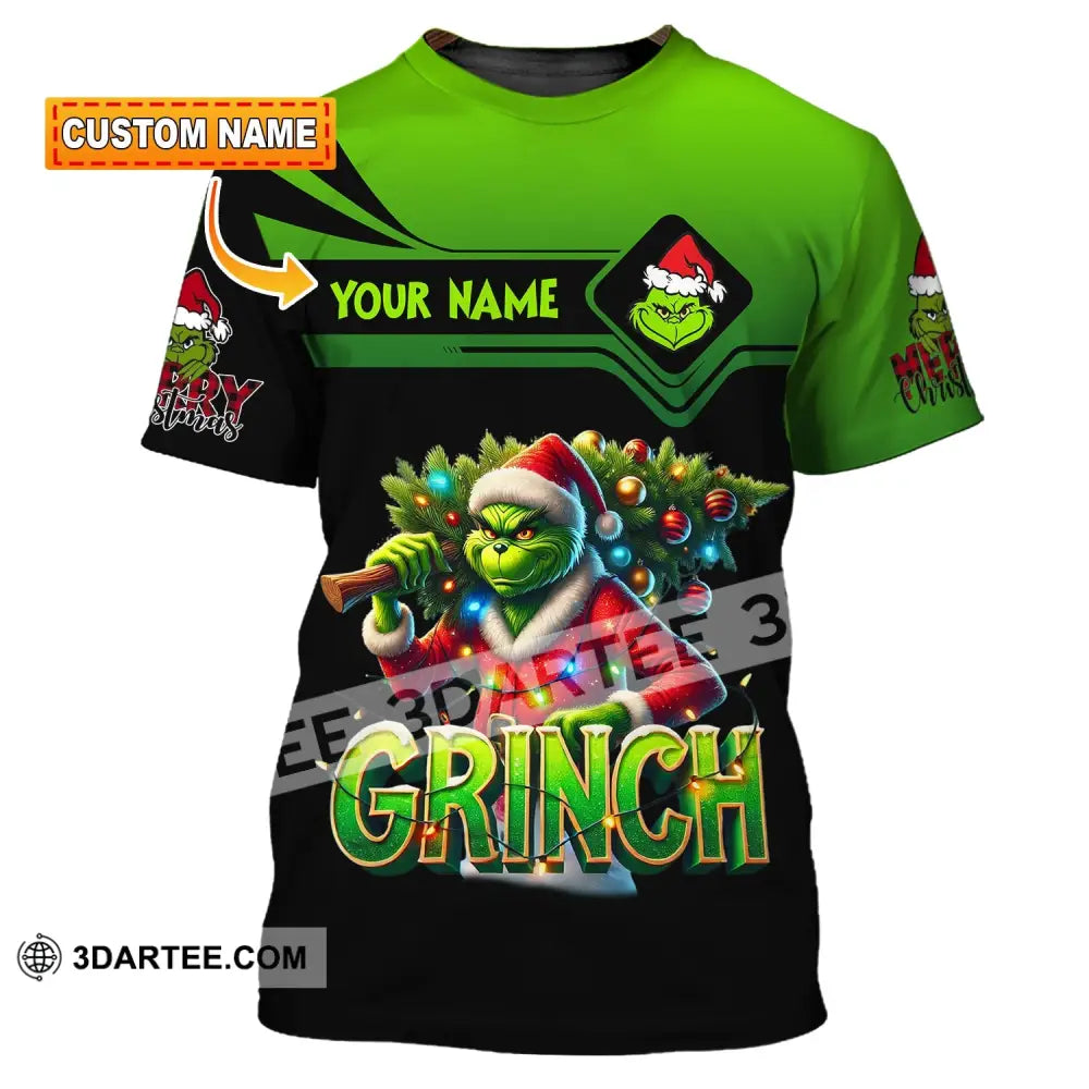 Unisex Shirt Custom Name Grinch Christmas Merry Grinchmas Gift T-Shirt