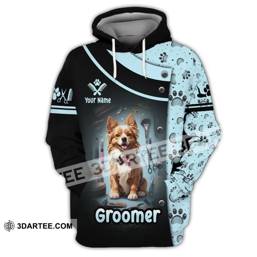 Unisex Shirt Custom Name Groomer Dog Groomers Grooming T-Shirt Hoodie / S