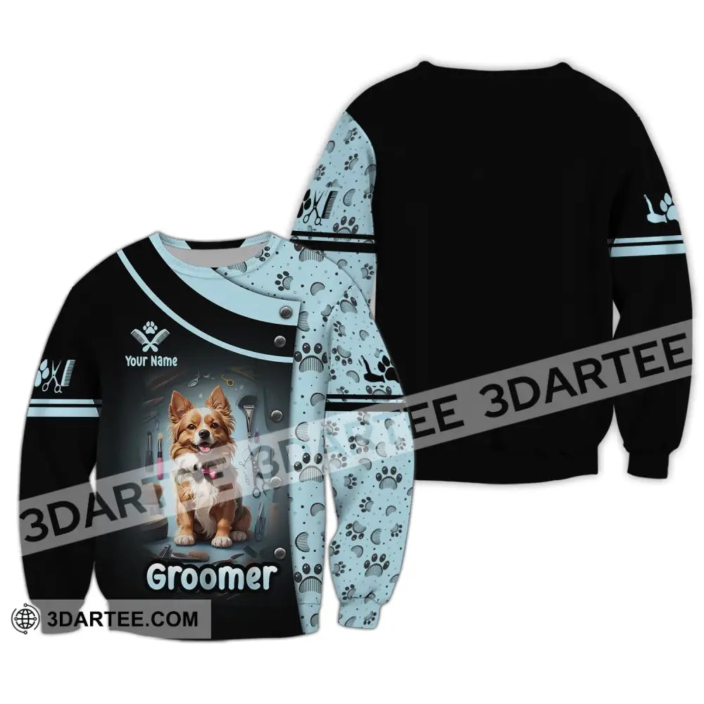 Unisex Shirt Custom Name Groomer Dog Groomers Grooming T-Shirt Long Sleeve / S