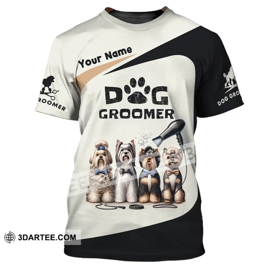 Unisex Shirt Custom Name Groomer Dog Hoodie Pet Grooming T-Shirt / S