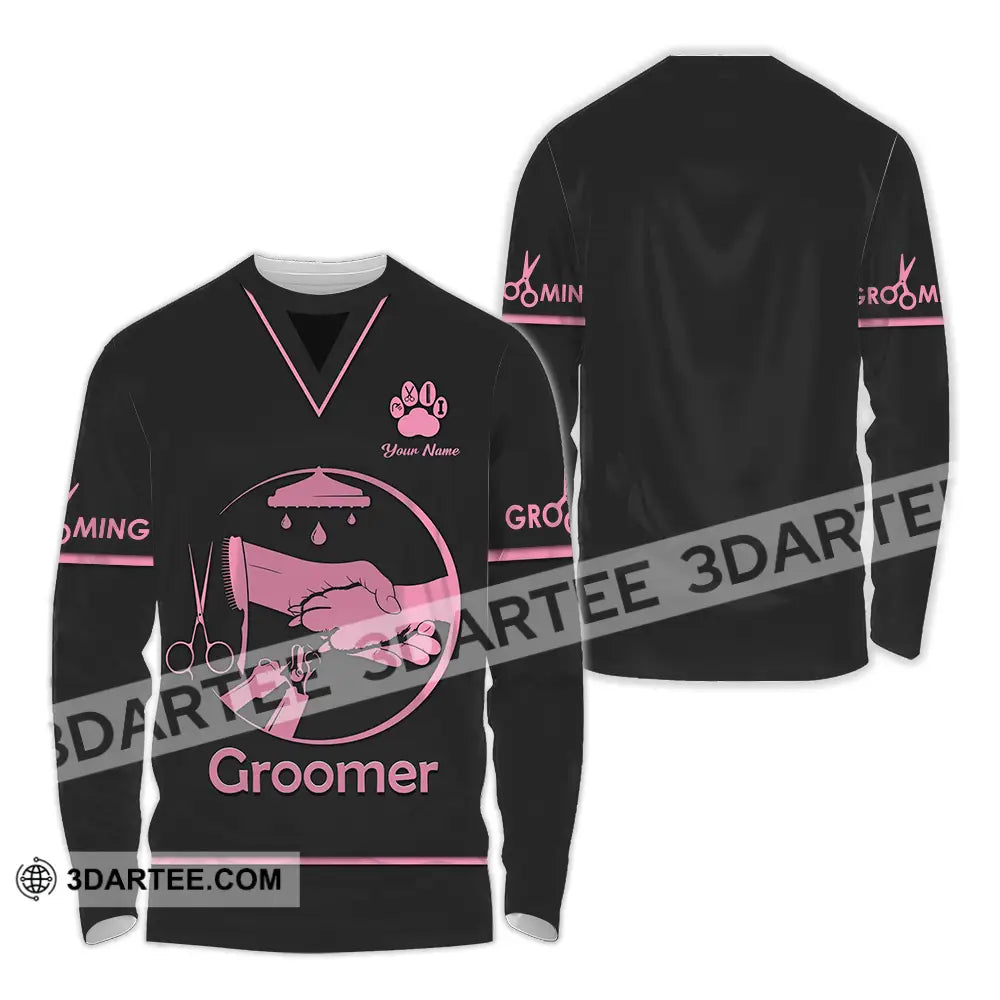 Unisex Shirt - Custom Name Groomer Grooming Long Sleeve / S T-Shirt