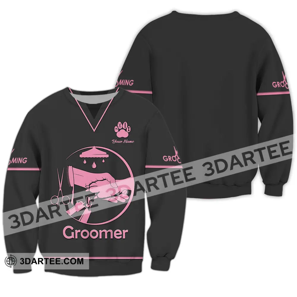 Unisex Shirt - Custom Name Groomer Grooming Long Sleeve / S T-Shirt