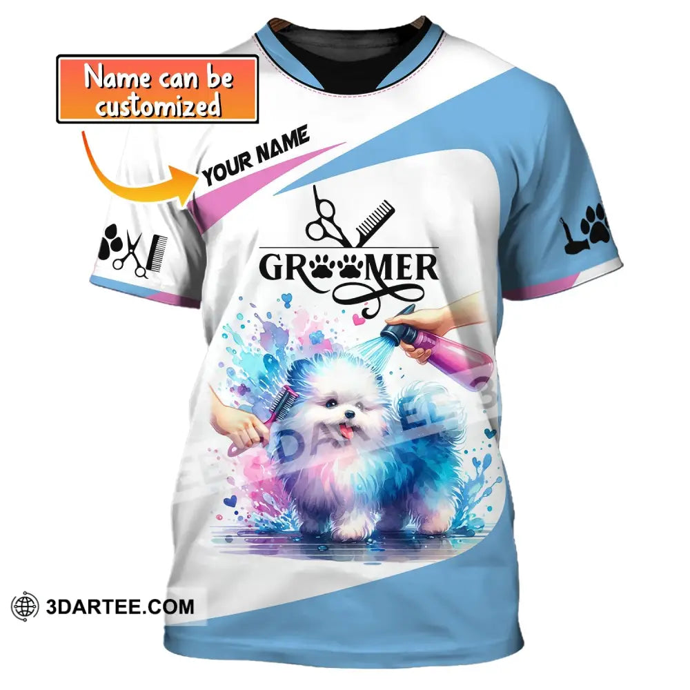 Unisex Shirt Custom Name Groomer Grooming T-Shirt Pet Apparel