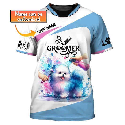 Unisex Shirt Custom Name Groomer Grooming T-Shirt Pet Apparel