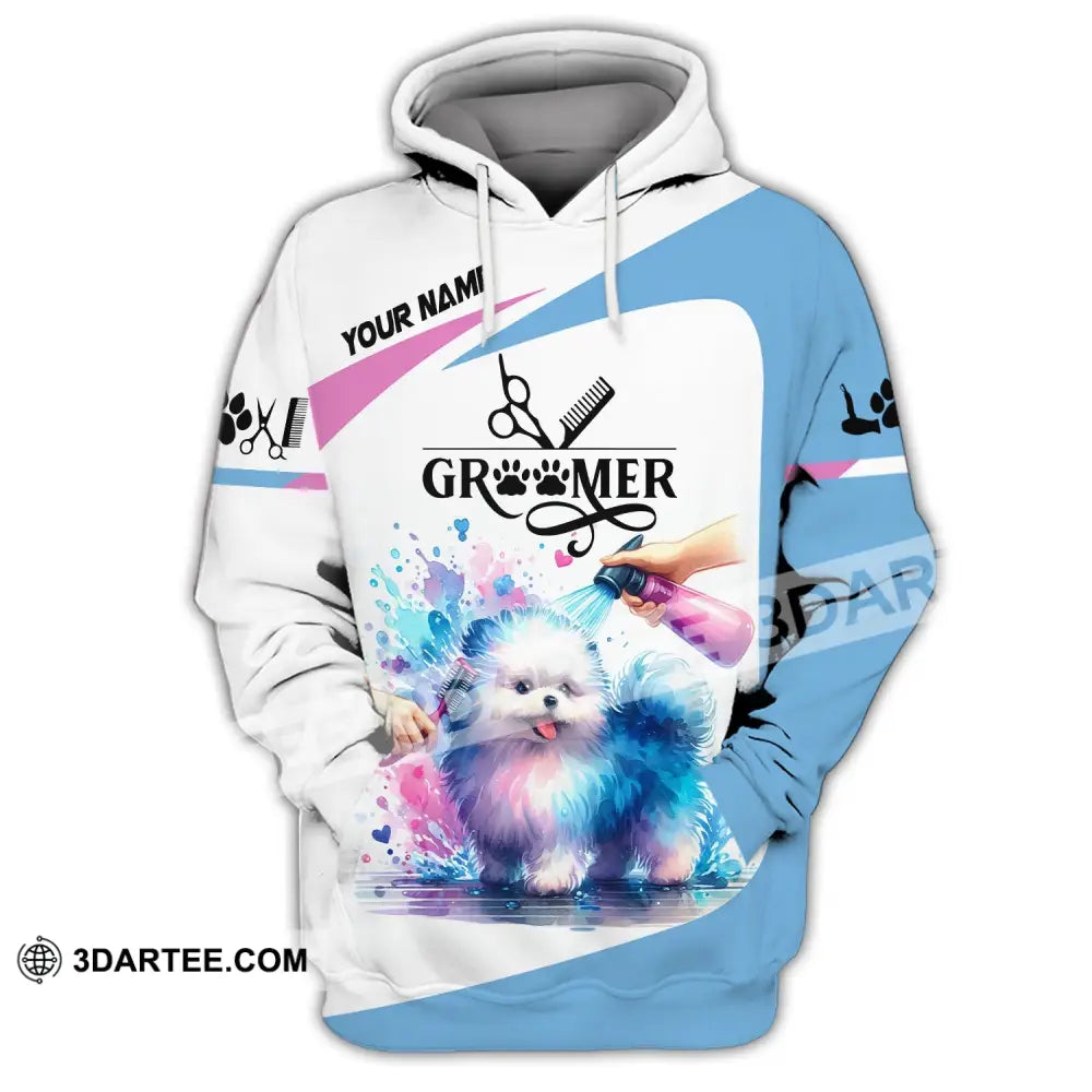 Unisex Shirt Custom Name Groomer Grooming T-Shirt Pet Apparel Hoodie / S