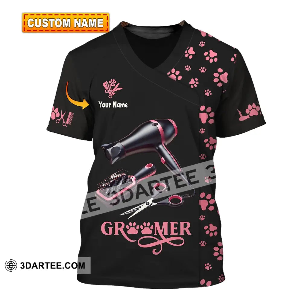 Unisex Shirt Custom Name Groomer Pet Care Apparel Grooming T-Shirt T-Shirt