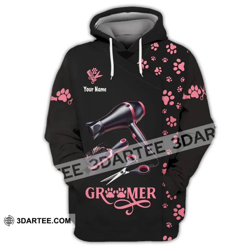 Unisex Shirt Custom Name Groomer Pet Care Apparel Grooming T-Shirt Hoodie / S T-Shirt