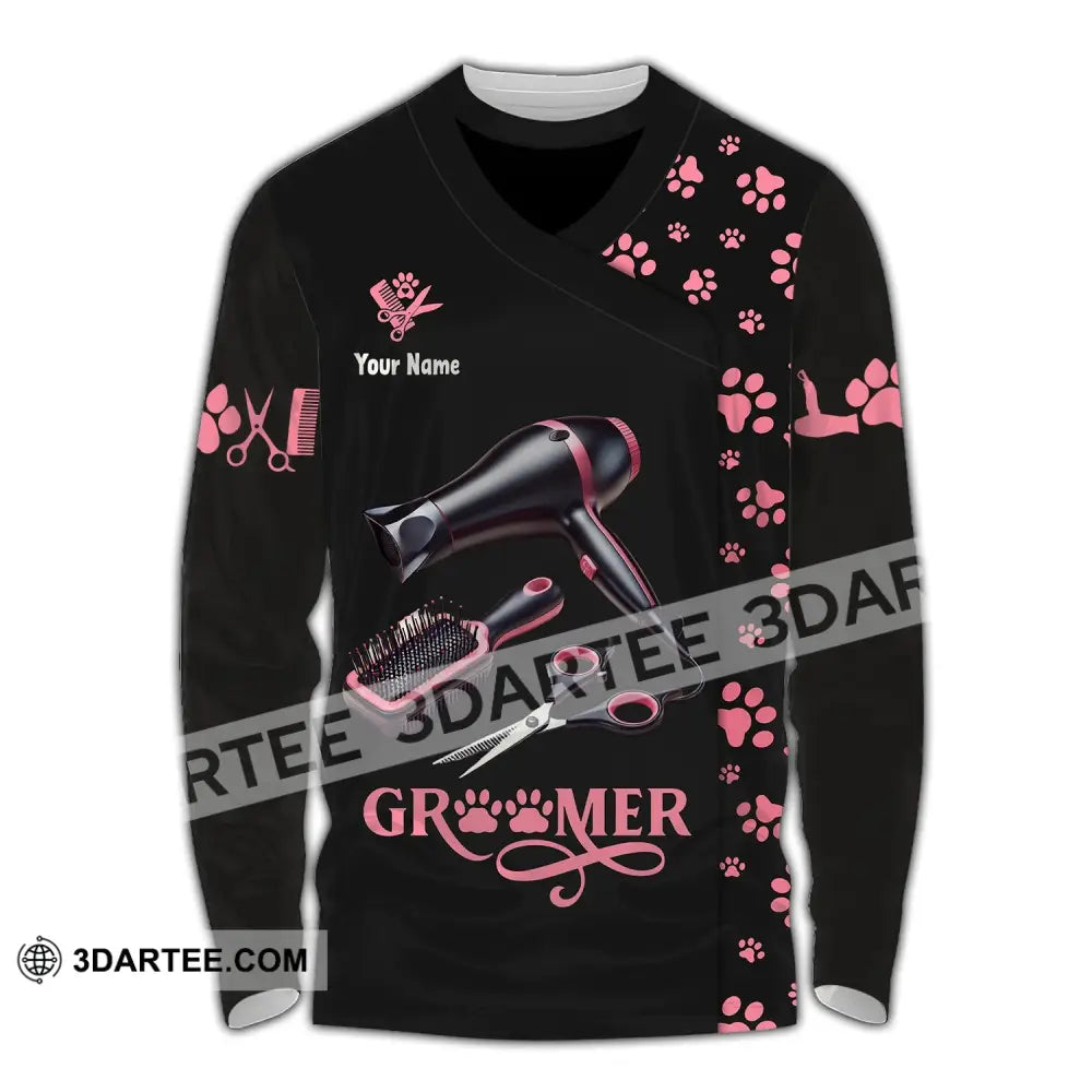 Unisex Shirt Custom Name Groomer Pet Care Apparel Grooming T-Shirt Long Sleeve / S T-Shirt