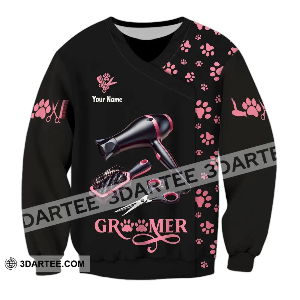 Unisex Shirt Custom Name Groomer Pet Care Apparel Grooming T-Shirt Long Sleeve / S T-Shirt