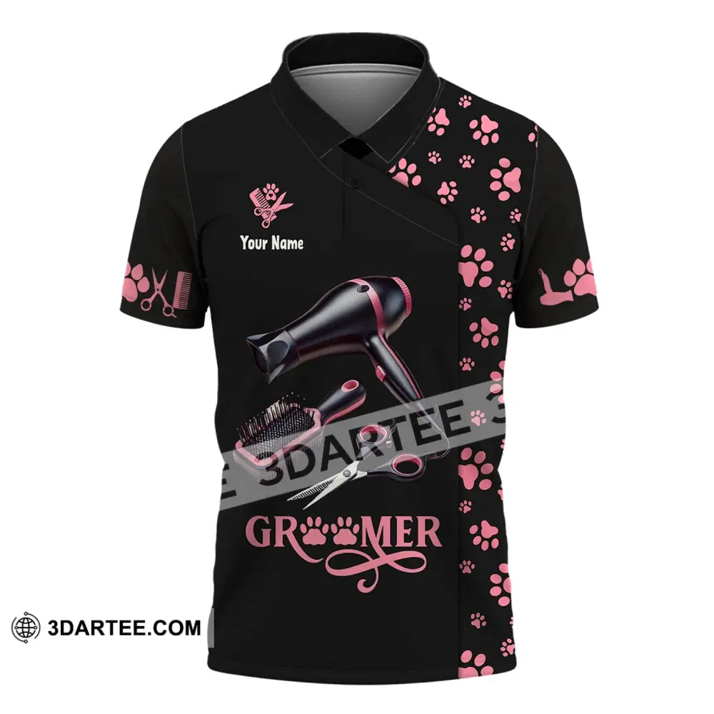 Unisex Shirt Custom Name Groomer Pet Care Apparel Grooming T-Shirt Polo / S T-Shirt