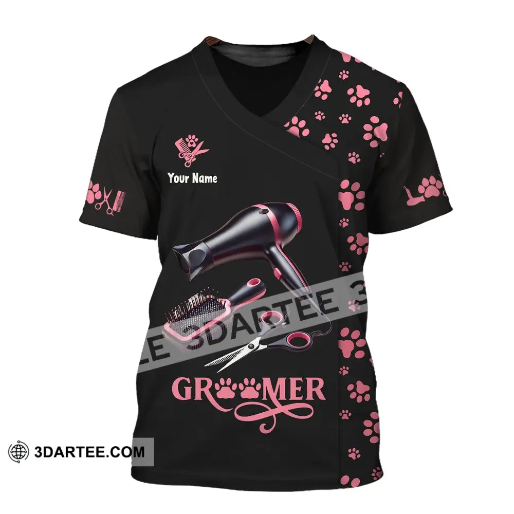 Unisex Shirt Custom Name Groomer Pet Care Apparel Grooming T-Shirt / S T-Shirt