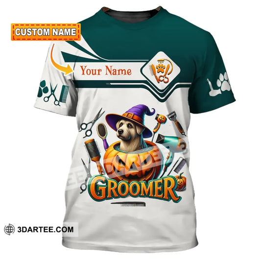 Unisex Shirt Custom Name Groomer Pet Grooming T-Shirt Hoodie Long Sleeve T-Shirt