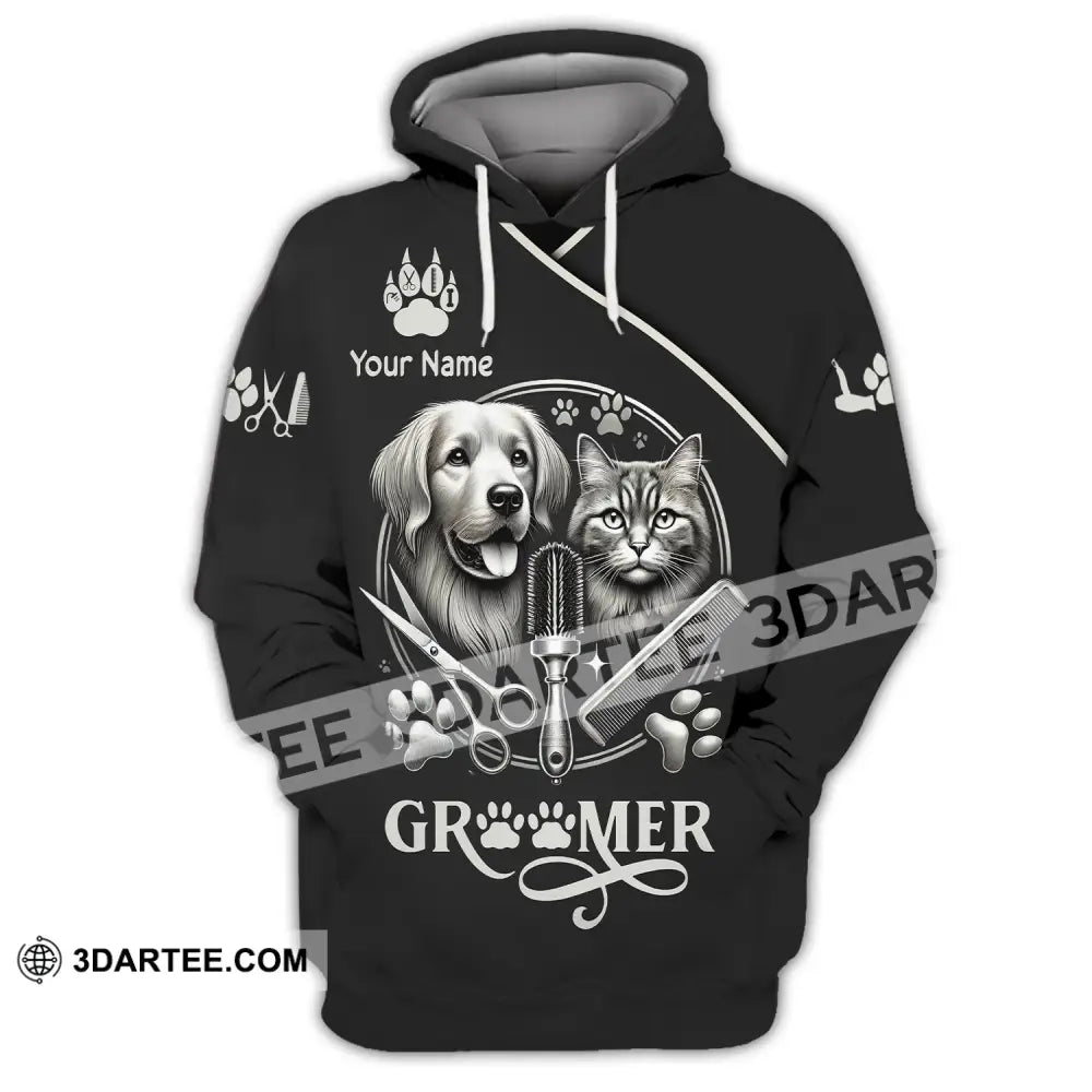 Unisex Shirt Custom Name Groomer Pet Grooming T-Shirt Hoodie Long Sleeve / S T-Shirt