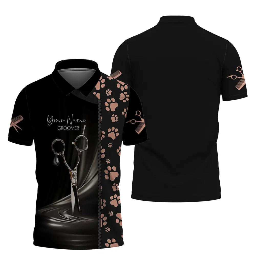 Unisex Shirt Custom Name Groomer T-Shirt Gift For Polo / S