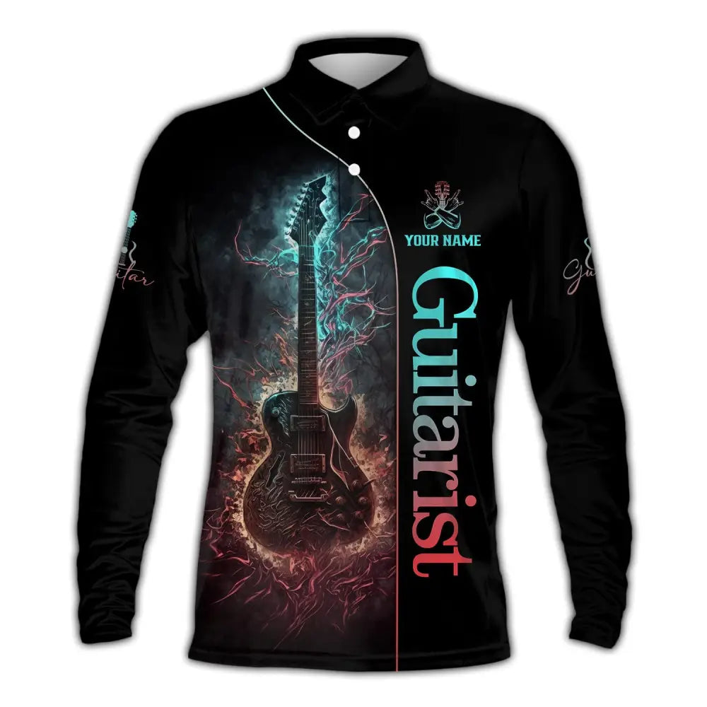 Unisex Shirt Custom Name Guitarist Guitar Lover Gift Long Sleeve Polo / S T-Shirt