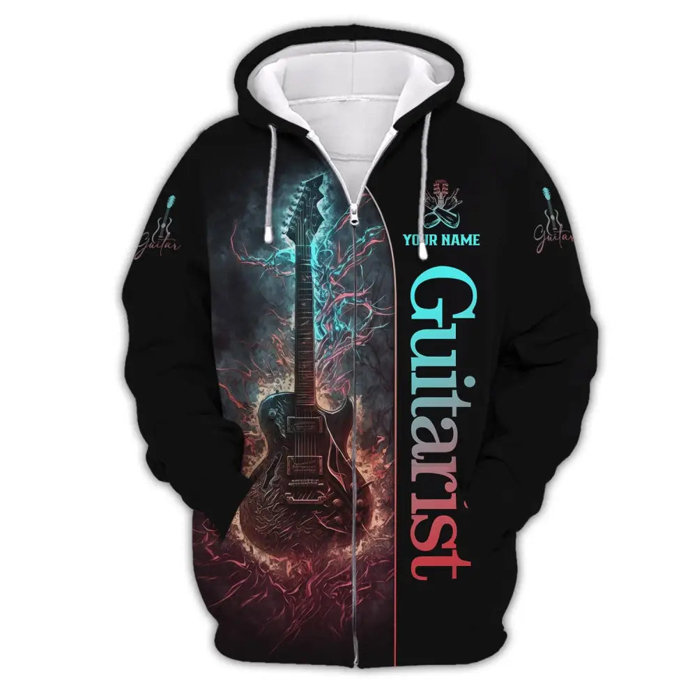 Unisex Shirt Custom Name Guitarist Guitar Lover Gift Zipper Hoodie / S T-Shirt