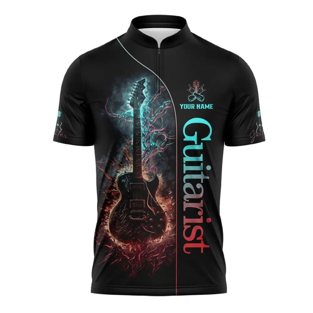 Unisex Shirt Custom Name Guitarist Guitar Lover Gift Zipper Polo / S T-Shirt