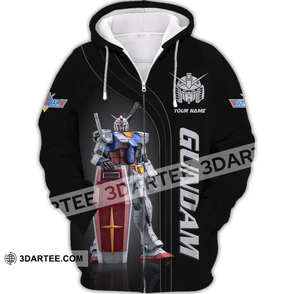 Unisex Shirt Custom Name Gundam T-Shirt Hoodie Long Sleeve Lover Gift Zipper / S T-Shirt