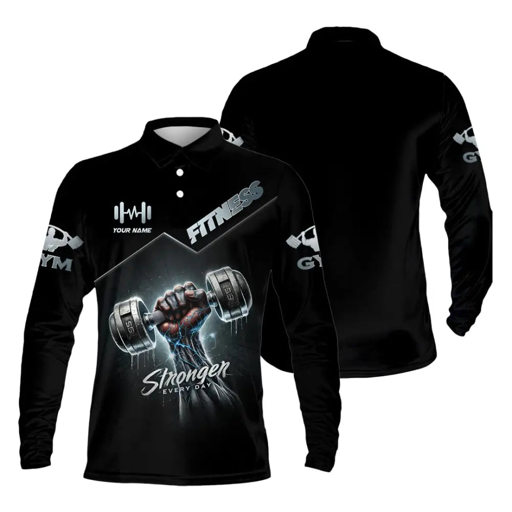 Unisex Shirt Custom Name Gym Work Out Long Sleeve Weight Lifting Polo / S T-Shirt