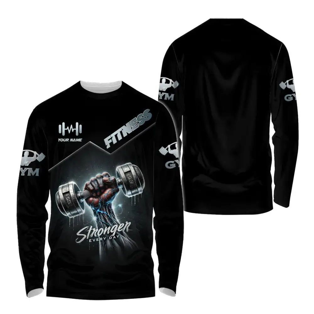 Unisex Shirt Custom Name Gym Work Out Long Sleeve Weight Lifting / S T-Shirt