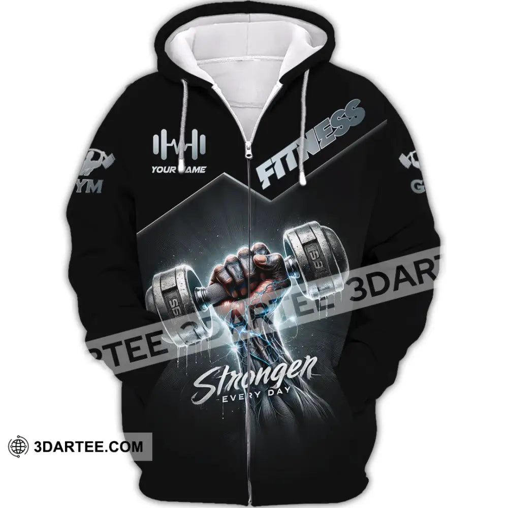 Unisex Shirt Custom Name Gym Work Out Long Sleeve Weight Lifting Zipper Hoodie / S T-Shirt