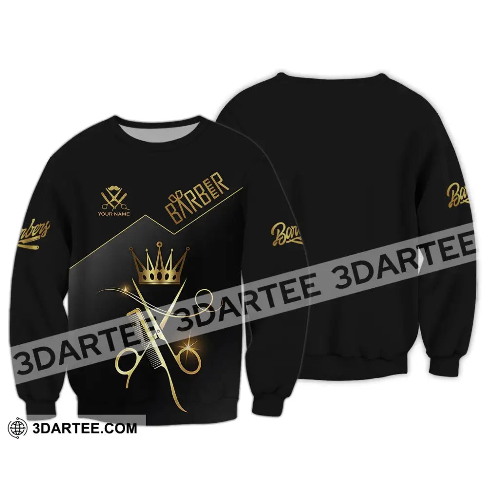 Unisex Shirt - Custom Name Hair Dresser Barber Gold Long Sleeve / S T-Shirt