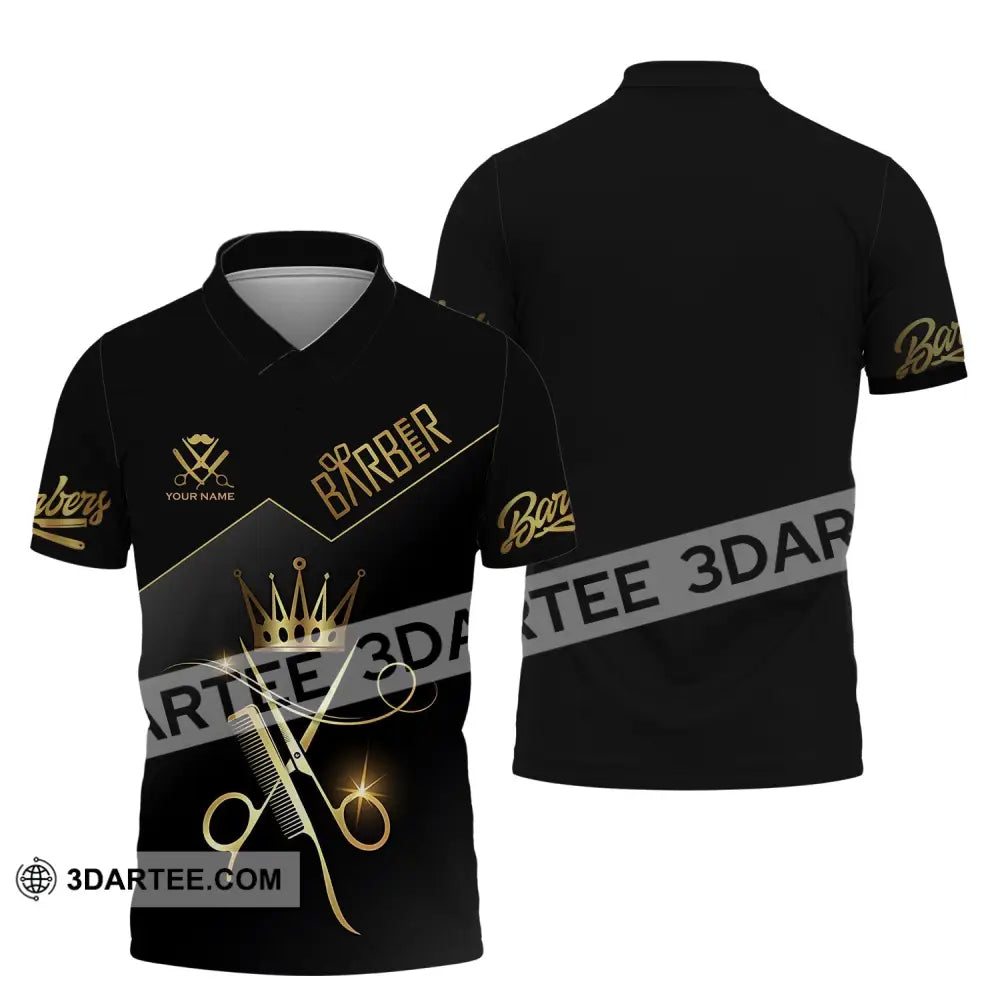 Unisex Shirt - Custom Name Hair Dresser Barber Gold Polo / S T-Shirt