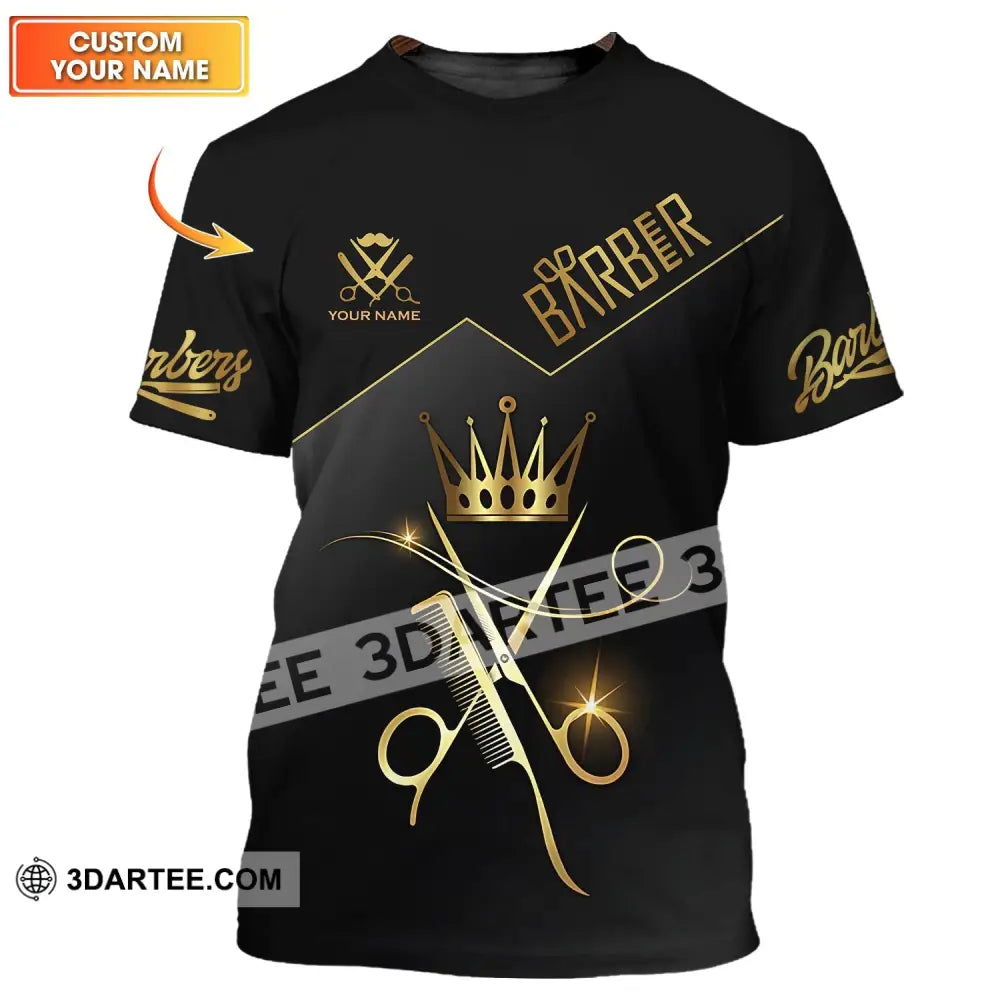 Unisex Shirt - Custom Name Hair Dresser Barber Gold T-Shirt