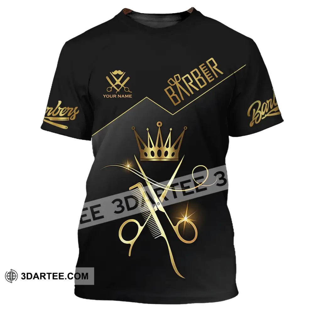 Unisex Shirt - Custom Name Hair Dresser Barber Gold T-Shirt / S T-Shirt