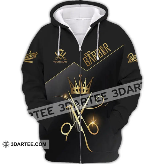 Unisex Shirt - Custom Name Hair Dresser Barber Gold Zipper Hoodie / S T-Shirt