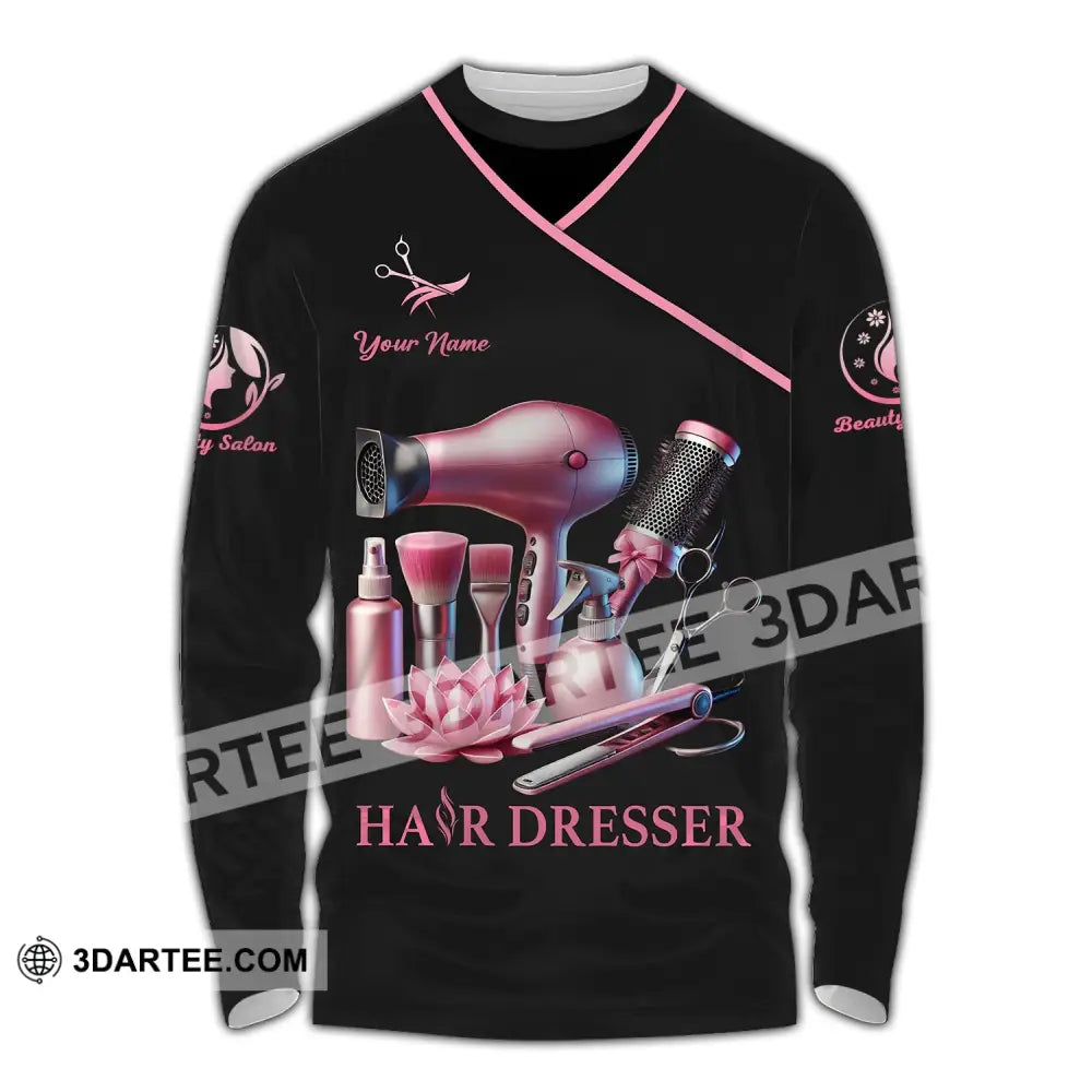 Unisex Shirt - Custom Name Hair Dresser Long Sleeve / S T-Shirt