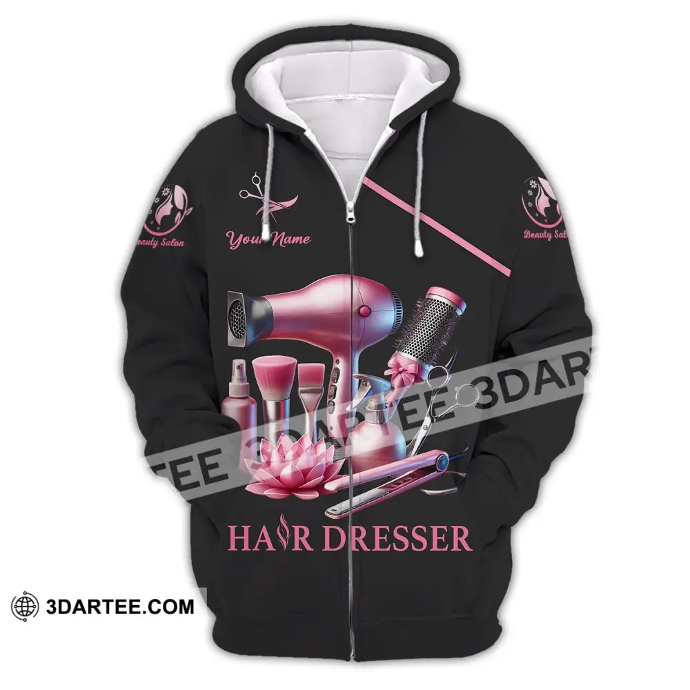 Unisex Shirt - Custom Name Hair Dresser Zipper Hoodie / S T-Shirt