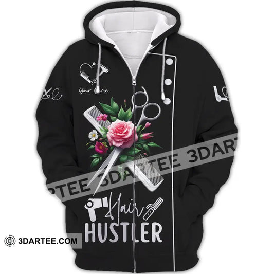 Unisex Shirt Custom Name Hair Hustler For Stylist Dresser T-Shirt Zipper Hoodie / S T-Shirt