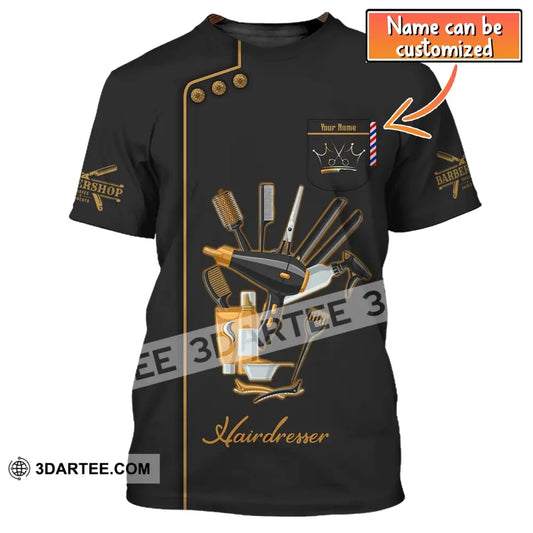 Unisex Shirt Custom Name Hairdresser Hairstylist Apparel T-Shirt For Barber Shop