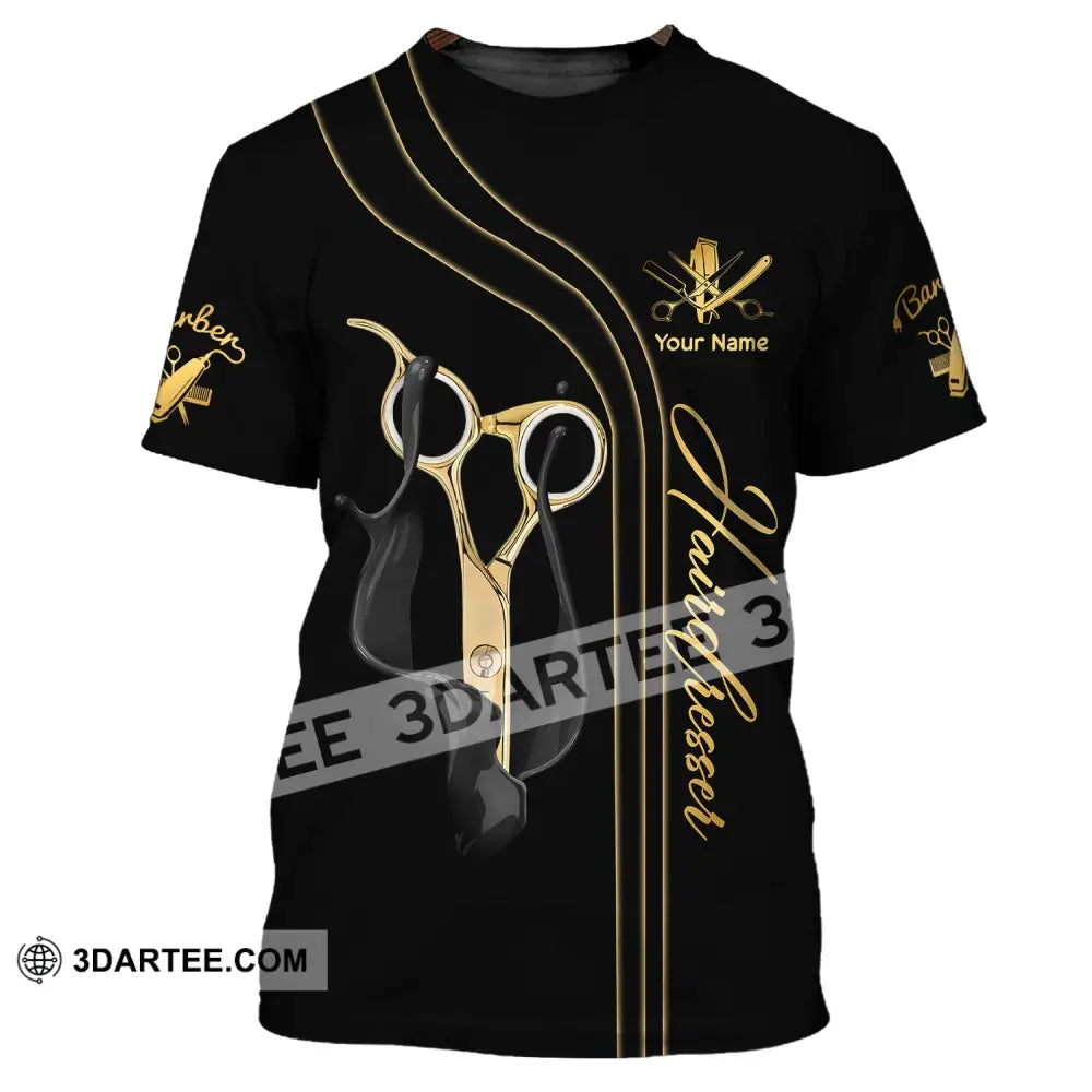 Unisex Shirt Custom Name Hairdresser Hairstylist Apparel T-Shirt For Barber Shop / S