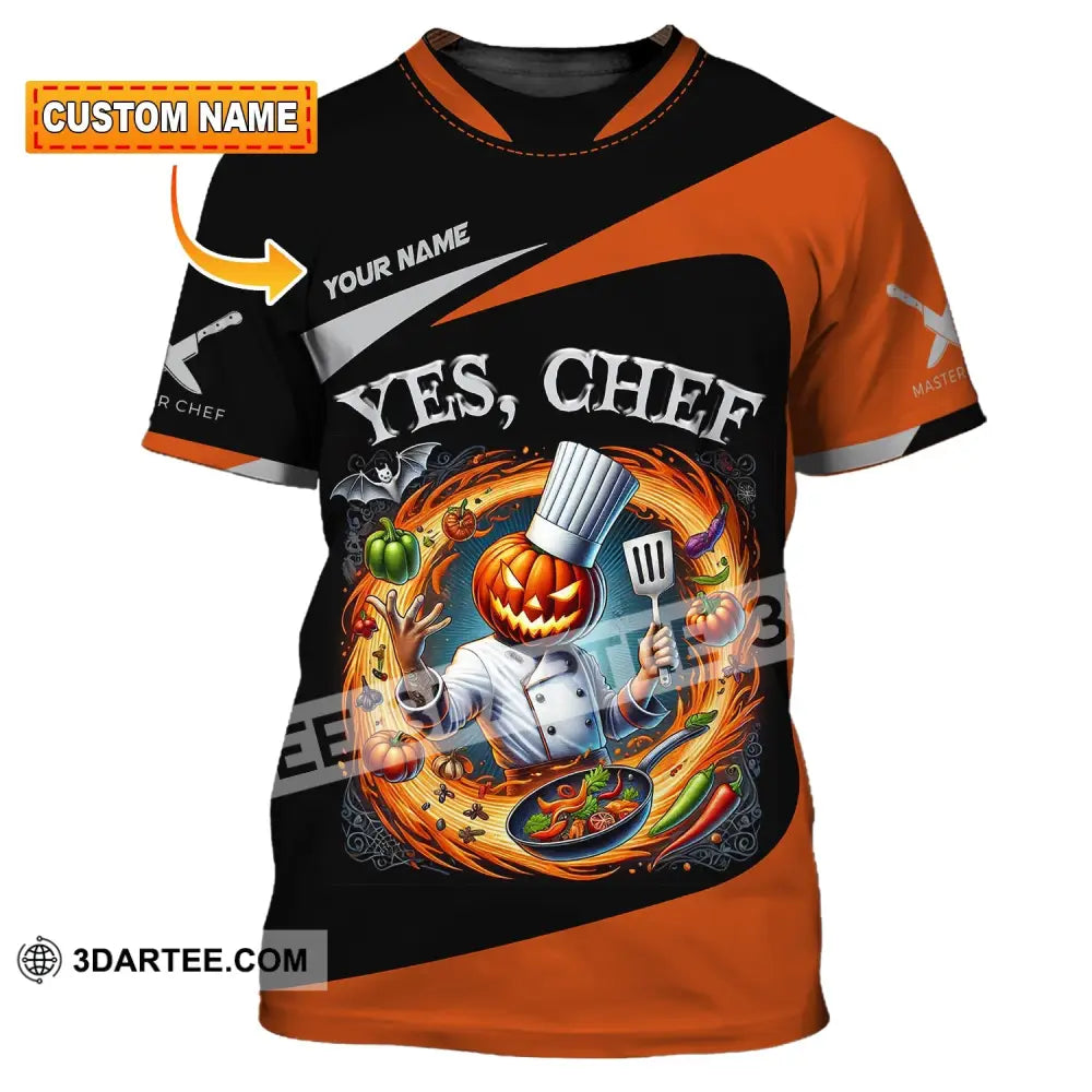 Unisex Shirt Custom Name Halloween Chef Apparel Polo Long Sleeve Cooking Love T-Shirt T-Shirt