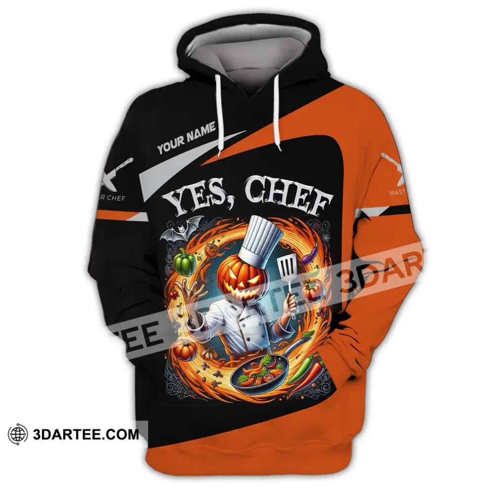 Unisex Shirt Custom Name Halloween Chef Apparel Polo Long Sleeve Cooking Love T-Shirt Hoodie / S