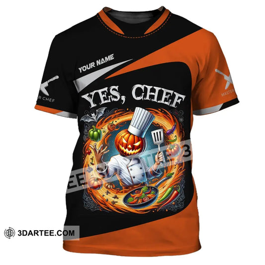 Unisex Shirt Custom Name Halloween Chef Apparel Polo Long Sleeve Cooking Love T-Shirt / S T-Shirt