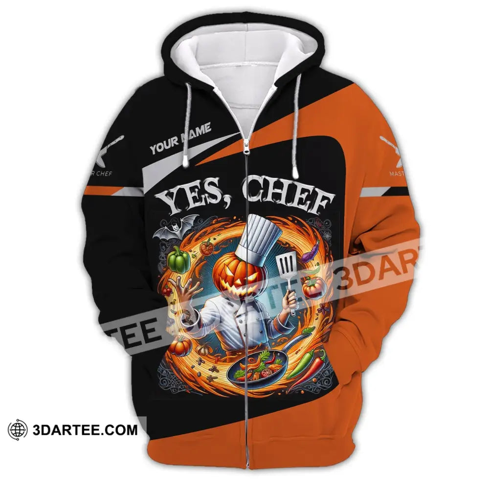 Unisex Shirt Custom Name Halloween Chef Apparel Polo Long Sleeve Cooking Love T-Shirt Zipper Hoodie