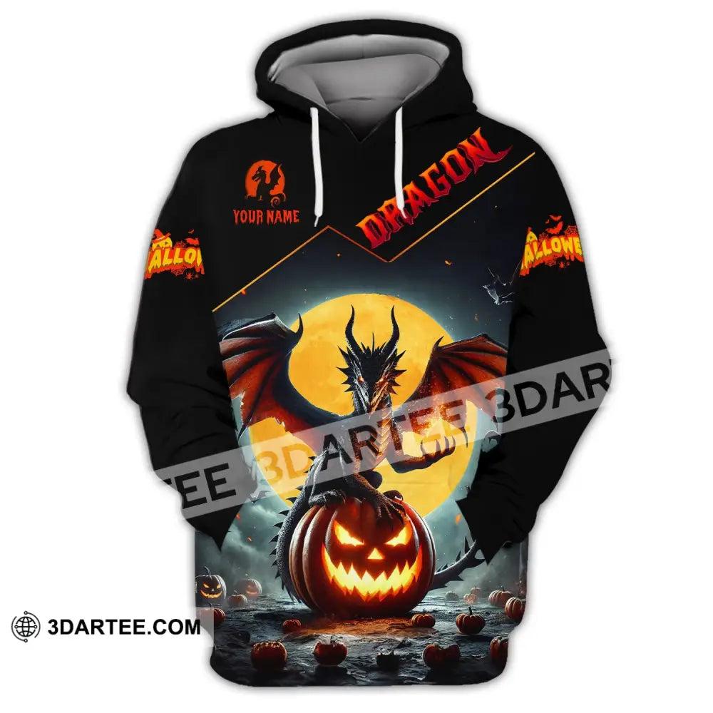 Unisex Shirt - Custom Name Halloween Fire Dragon Hoodie / S T-Shirt