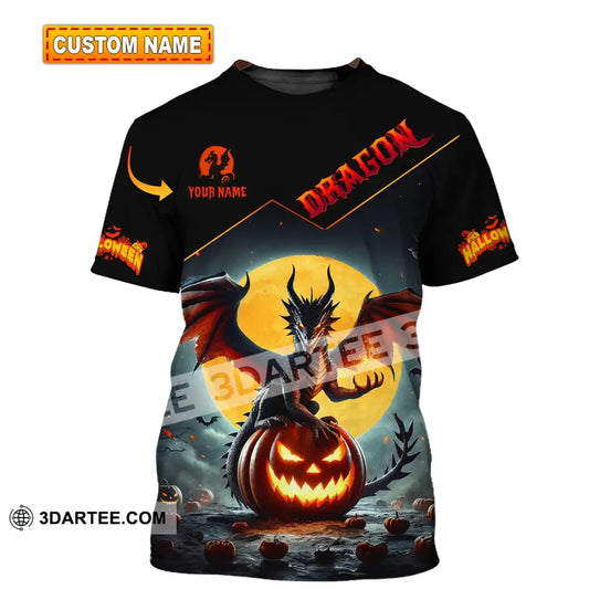 Unisex Shirt - Custom Name Halloween Fire Dragon T-Shirt