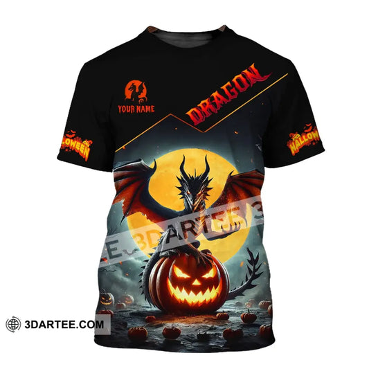 Unisex Shirt - Custom Name Halloween Fire Dragon T-Shirt / S T-Shirt