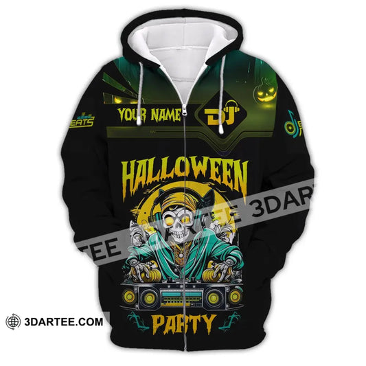 Unisex Shirt Custom Name Halloween Party Dj Hoodie Polo Long Sleeve Zipper / S T-Shirt