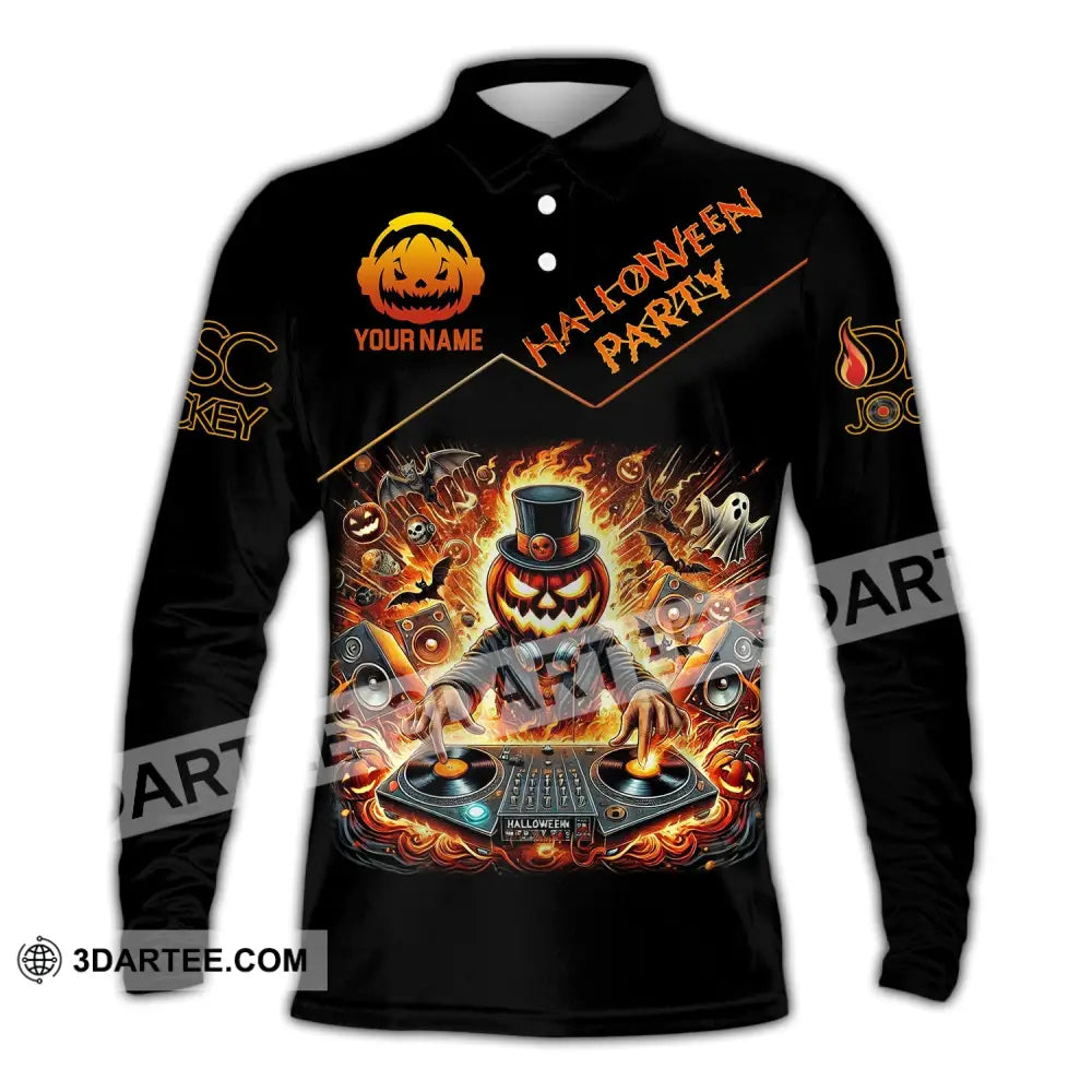 Unisex Shirt - Custom Name Halloween Party Long Sleeve Polo / S T-Shirt