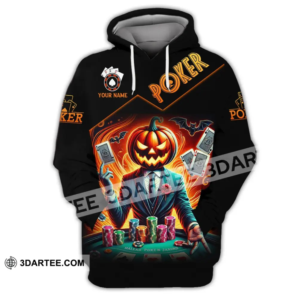 Unisex Shirt Custom Name Halloween Poker Hoodie Polo Long Sleeve / S T-Shirt