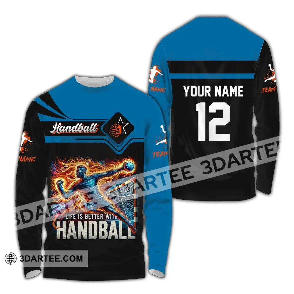 Unisex Shirt Custom Name Handball Long Sleeve Hoodie Polo Team Uniform / S T-Shirt