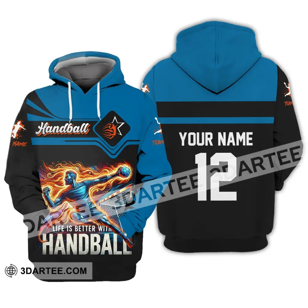 Unisex Shirt Custom Name Handball Long Sleeve Hoodie Polo Team Uniform / S T-Shirt