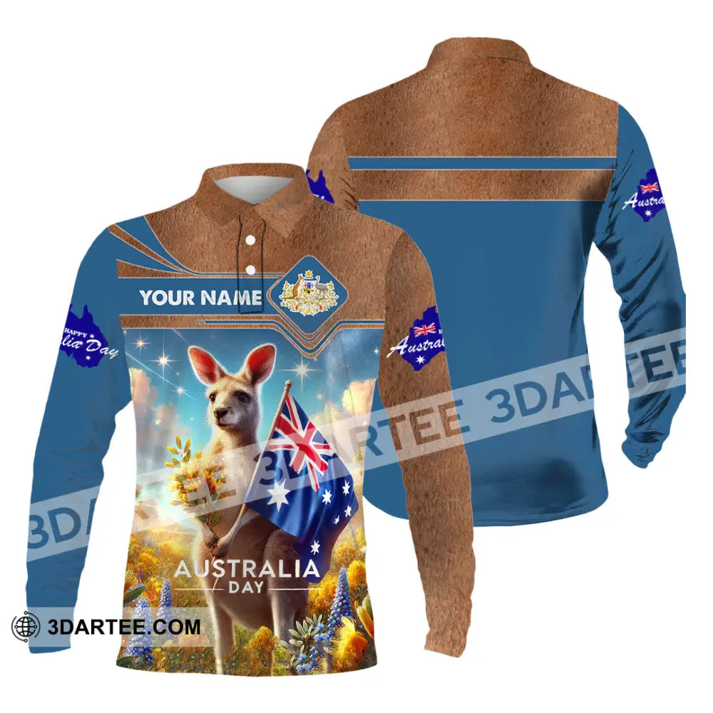 Unisex Shirt Custom Name Happy Australia Day Lover Gift Long Sleeve Polo / S T-Shirt