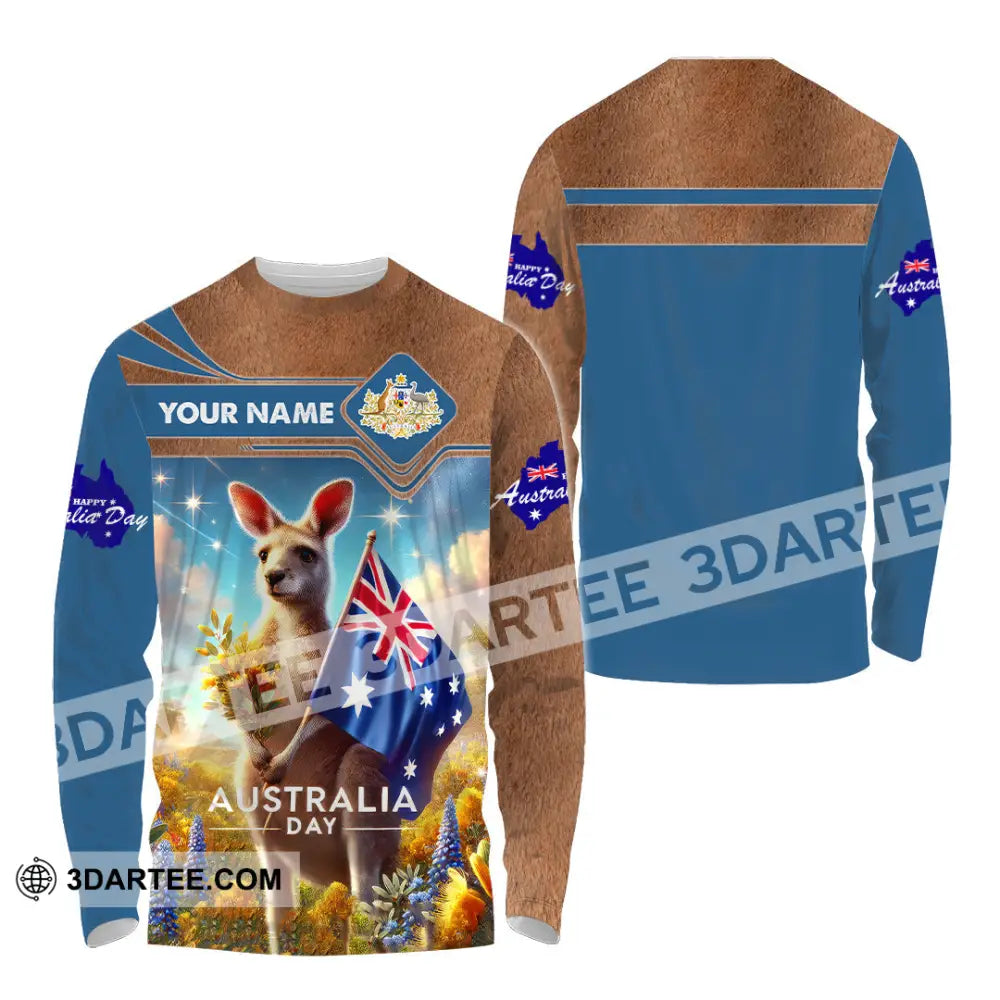 Unisex Shirt Custom Name Happy Australia Day Lover Gift Long Sleeve / S T-Shirt