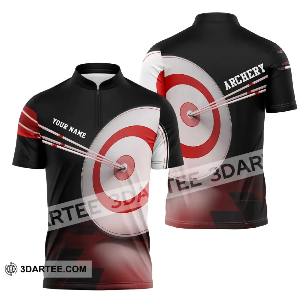 Unisex Shirt - Custom Name Hit The Target Darts Zipper Polo / S T-Shirt